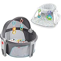 Fisher-Price Portable Bassinet and Travel Play Area, Indoor and Outdoor Use, On-The-Go Baby Dome, Windmill Fisher-Price Portable Baby Seat, Baby Chair for Sitting Up, Sit-Me-Up Floor Seat