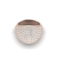 REAL-GEMS 3.08 Ct Round Lab Created G VS1 Diamond Cluster Style Lovers Anniversary Ring 14k Rose Gold Sizable