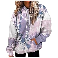 Oversized Tie Dye Hoodies For Women Long Sleeve Sweatshirt Workout Relaxed Fit Pullover Fall Drop Shoulder Tops