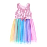 JESKIDS Girls Sparkly Sequin Party Dress Twirl Tulle Frill Dress for Kids 4-13 T