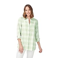 Foxcroft Women's Germaine 3/4 Sleeve Spring Plaid Shirt