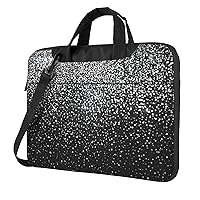 Shiny Silver Glitter Print Large Capacity Portable Crossbody Cute Laptop Bag For Women Men, 13 14 15.6 in