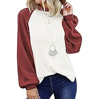 ZEFOTIM Trendy Tops For Women,Fashion Solid Color Lace Splicing Tunic Shirts Casual Long Sleeve O-Neck Baggy Blouse Tees Flowy Shirts For Women Casual Tees For Women T Shirts For Women