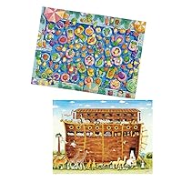 Two Plastic Jigsaw Puzzles Bundle - 1200 Piece - CAT & CHAN Art Studio - Colorful Summer Pool and 1200 Piece - Smart - Norah's Castle - [H2849+H2875]