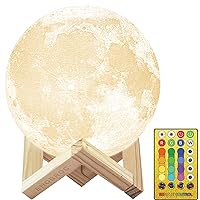 Moon Lamp 4.8 Inch 3D Printed Moon Lamp 16 Colors Moon Light Ball, Touch & Remote Control Glowing Moon Globe Night Light, Birthday or Valentines Day Gift for Kids Baby Teens Men Women Mom Dad