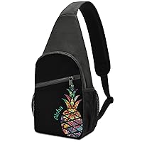 Aloha Pineapple Small Sling Bag Cute Crossbody Backpack Print Chest Daypack for Men Women