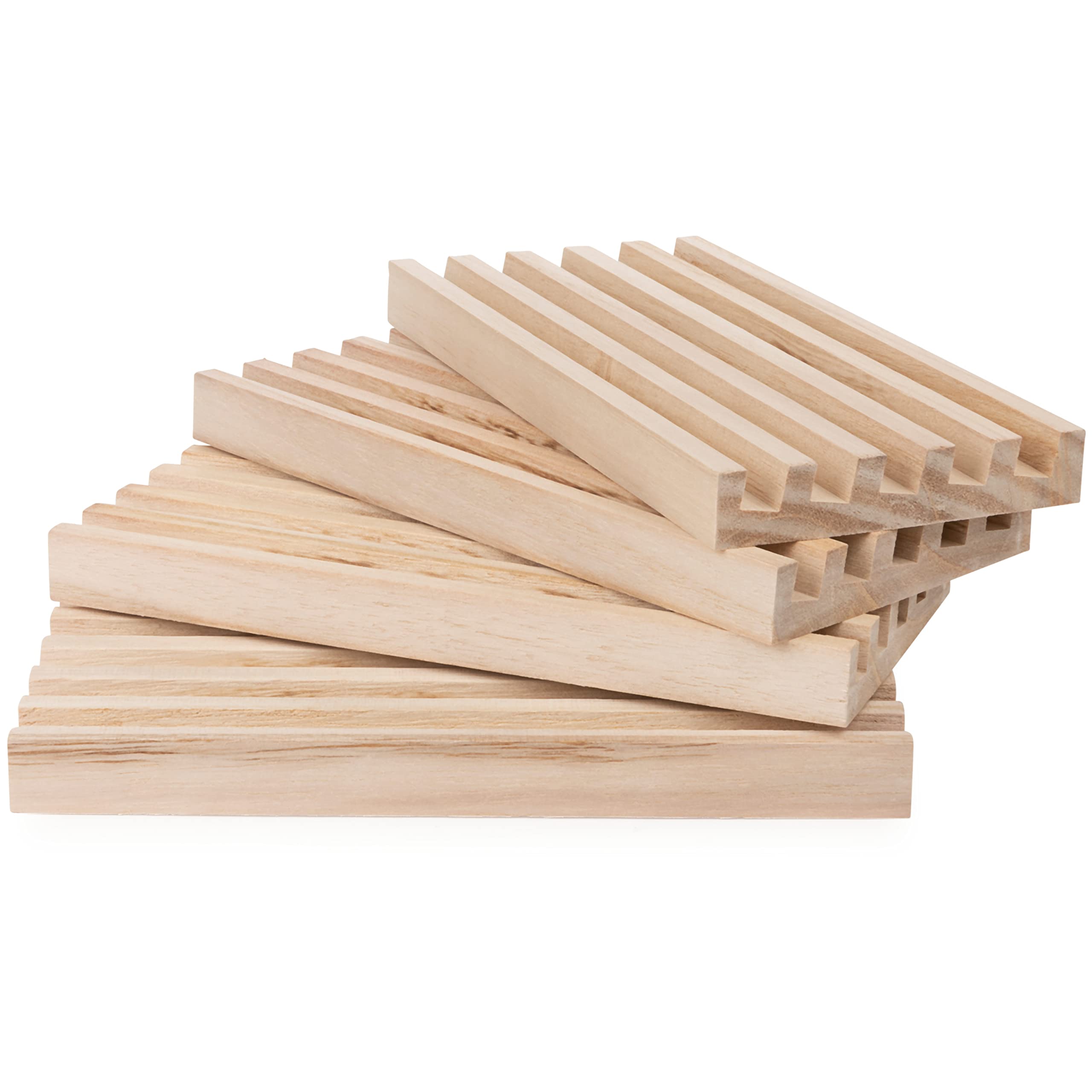 Wood Domino Racks, Set of 4 Trays for Mexican Train and Other Dominoes Games, for Families and Kids Ages 8 and up