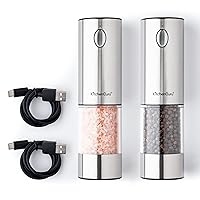 Premium Rechargeable Electric Salt and Pepper Grinder Set - Ceramic Grinder, Consistent Output with 6 Coarseness Levels, LED Light - Elevate Your Seasoning Experience