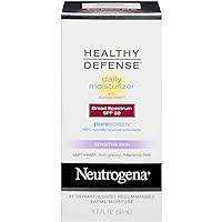 Healthy Defense Daily Moisturizer for Sensitive Skin with SPF 50, Mineral Sunscreen with Zinc Dioxide & Titanium Dioxide, Oil-Free & Fragrance-Free, 1.7 fl. oz