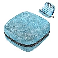 Sanitary Napkin Storage Bag, Blue Sea Water Period Bag for Teen Girls, Portable Menstrual Pad Zipper Bag, Feminine Panty Liners Tampon Organizer