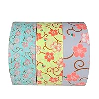 Wrapables Floral Bloom Mini Japanese Washi Masking Tape (Set of 3), 6-10M L x 15mm W