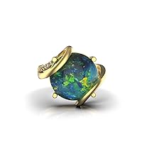 5 Carats Natural Black Ethiopian Opal And Diamond Ring Engagement Gift Ring For Women And Girls 14k Solid Gold Opal ring