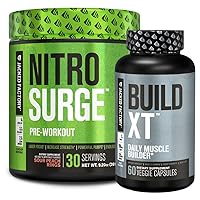 Nitrosurge Pre-Workout in Sour Peach Rings & Build XT Muscle Building Bundle for Men & Women