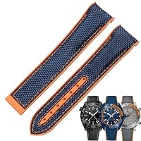 20mm 22mm Watch Bracelet for Omega 300 SEAMASTER 600 Planet Ocean Folding Buckle Silicone Nylon Strap Watch Accessories Watch Band (Color : Blue Orange, Size : 20mm)
