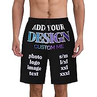 Custom Men's Swim Trunks with Photo Image Text Personalized Mesh Lining Beach Board Short Quick Dry Swimwear Swimming Shorts