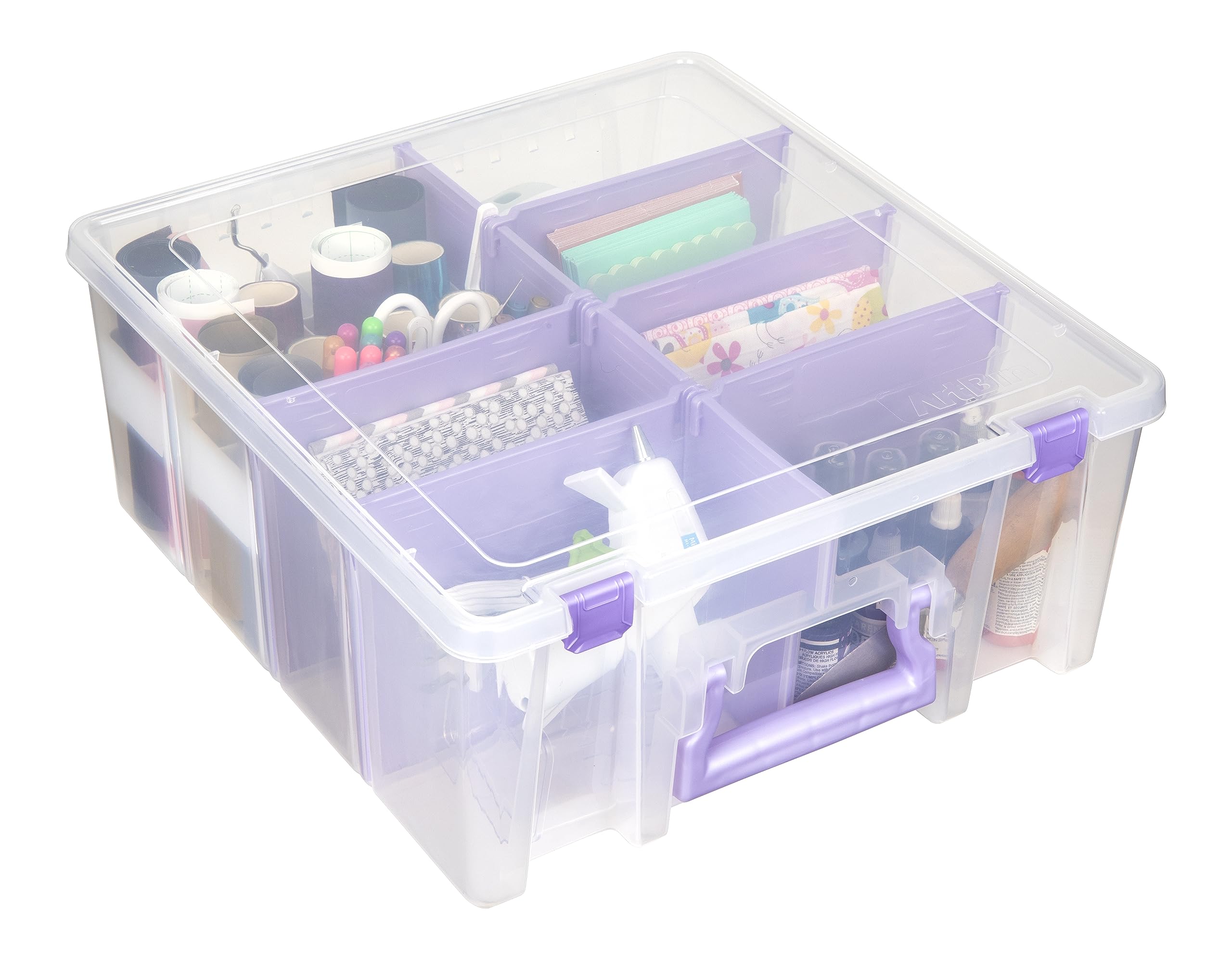 ArtBin Super Satchel Double Deep with Purple Accents Storage Container, Clear