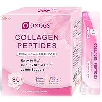 Collagen Peptides Powder - Naturally-Sourced Hydrolyzed Collagen Powder - Hair, Skin, Nail, and Joint Support - Type I, II, III, V, X Grass-Fed Collagen Supplements for Women and Men.