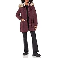 DKNY Women's Faux Fur Trim Hooded Anorak Jacket