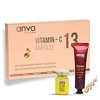 Vitamin C Ampoule Serum 13% with Niacinamide & Vitamin C & E Face Cream for Wrinkles. Brightening and Rejuvenating Bundle - 10x5ml Ampoules + 1x30ml Cream. Made in Korea.