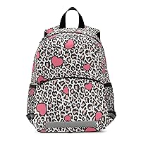 ALAZA Pink Cheetah Leopard Print Animal Heart Kids Toddler Backpack Purse for Girls Boys Kindergarten Preschool School Bag w/Chest Clip Leash Reflective Strip