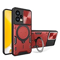 Case For Redmi Note 12 Pro Plus 5G,Military flashing [Built-in Kickstand] Magnetic Rotate Ring Holder Heavy Duty TPU+PC Shockproof Protect Phone Case For Xiaomi Redmi Note 12 Pro Plus 5G (Red)