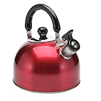 Stainless Steel Stovetop Whistling Tea Kettle 3 Liter (3-Quart) Classic Teapot with Ergonomic Handle, Works on Induction Cooktops-Red 2408