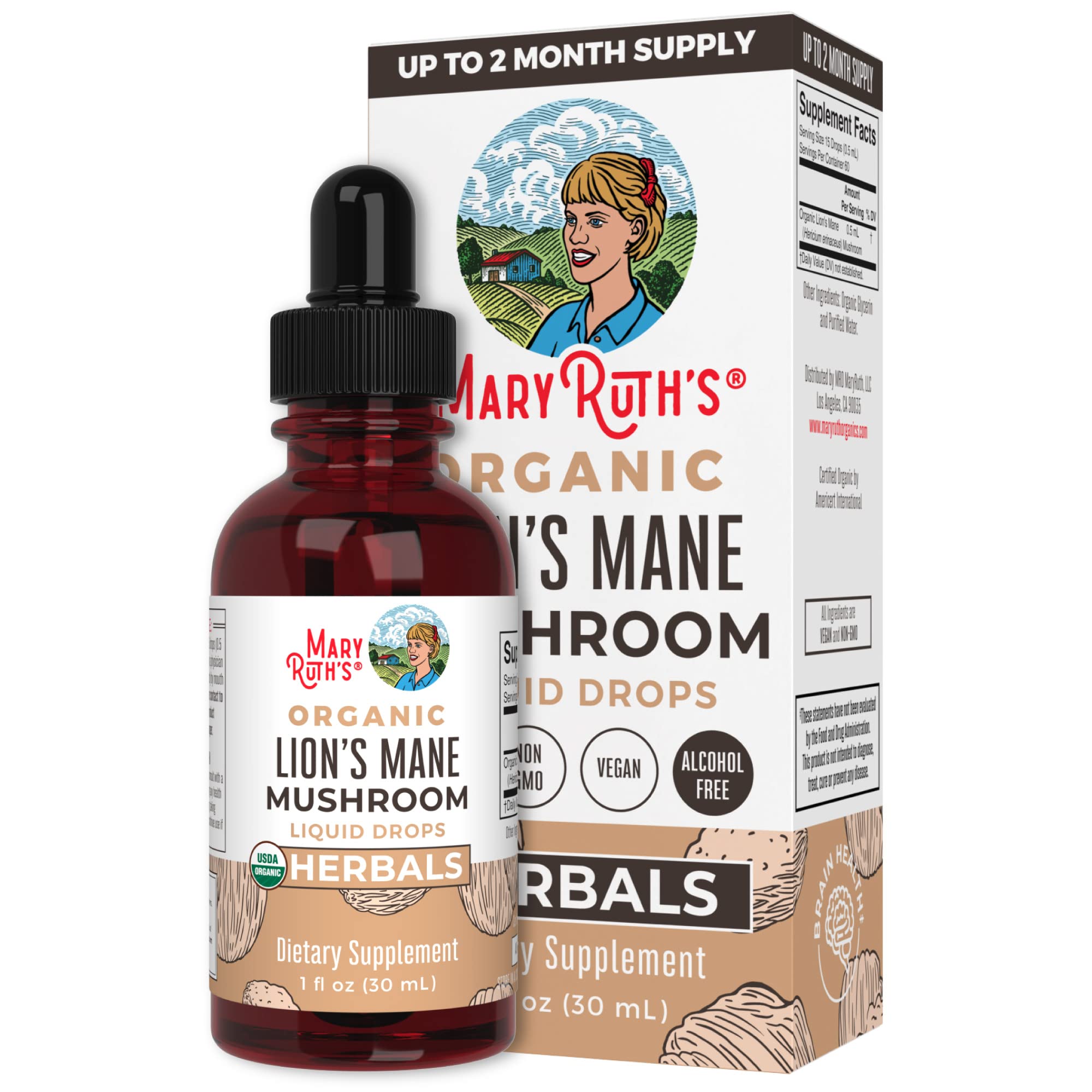 MaryRuth's Chlorophyll Liquid Drops + Lions Mane Mushroom Extract 2-Pack Bundle | Energy Boost, Immune Support, Detox and Cleanse, Brain Boost | Vegan, Non-GMO