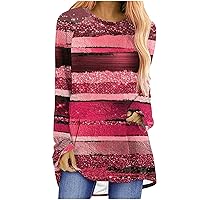 Womens Tops Trendy Long Sleeve Marble Print Crewneck Tunic Tops Loose Fit Tunic Tops Casual Dressy Graphic Tee Shirts
