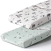 Stretchy Changing Pad Covers BROLEX Carddle Sheet Set for Baby Boys Girls,2 Pack Jersey Knit,Duck Seabird