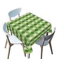Polka Dots Pattern Square Tablecloth,40x40 Inch,Stain Wrinkle Resistant Reusable Washable Print Square Table Cover,for Kitchen Camping Birthday Dining Dinner Outdoor(Green)