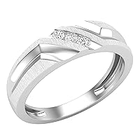 Dazzlingrock Collection 0.12 Carat Round White Diamond Slanted 3 Stone Channel Set Men's Ring in 925 Sterling Silver Size 10.5