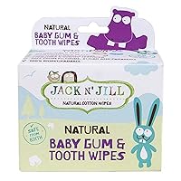 JACK N' JILL ... SINCE 1949 Baby Gum & Tooth Wipes- Natural & Safe, Contains only Water & Xylitol, Soft Sterilized Cotton, Free from Fluoride & Sugar, Baby Mouth Wipes- 25 Individually Wrapped Wipes