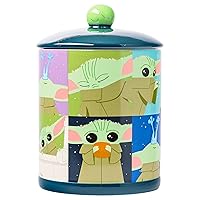 Silver Buffalo Star Wars The Mandalorian Baby Yoda Grogu The Child Poses Grid Canister Ceramic Cookie Jar (Large)
