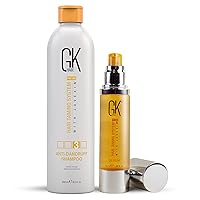GK HAIR Global Keratin Anti Dandruff Shampoo 250ml Global Keratin Organic Argan Oil Hair Serum For Frizz Control Dry Damage Hair Repair 50ml