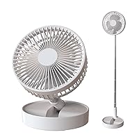 Foldaway/Foldable Fan with 7200MAH Rechargeable Battery Built-in, Running Time 10~24 Hours Telescopic Tube Portable Quiet Floor Fan for Bedroom/Home/Camping/Outdoor