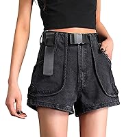 Jean Shorts for Women High Waisted Trendy Casual Distressed Stretchy Denim Shorts Frayed Raw Hem Hot Denim Shorts for Women