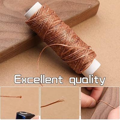 32 Yards Waxed Thread with Leather Hand Sewing Needles,150D Flat Sewing  Waxed Thread and Leather Repair Needles for Home Upholstery Carpet Leather