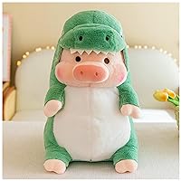 Pig Plush Stuffed Toy Pig Dressed as Shark Dinosaur Cute Plush Pillow for Boys Girls (Green, 23.6 in)