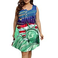 Dresses Women Plus Size Patriotic July 4Th America Flag Summer Button Down Casual Funny V-Neck Outfits Dressy Retro