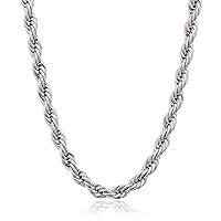 Amazon Essentials Stainless Steel 6MM Rope Chain Necklace, 18