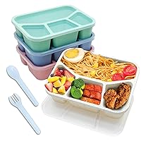 4 Pack Bento Lunch Box for Kids,4 Compartment Divided Meal Prep Sncak Container,Freezer Microwave and Dishwasher Safe Food Storage,Reusable Bento Adult Lunch Box for School Work Travel