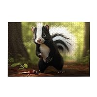 Skunk Wooden Jigsaw Puzzle 1000 Piece Surprise for Family Home Decor Art Puzzle,Unique Birthday Present Suitable for Teenagers and Adults for Kid,29.5 X 19.6 Inch