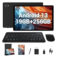 Android 13 Tablet with Keyboard 10.4 inch Tablets,19GB(8+11)Ram 256GB Storage Tablet 1TB Expandable, 8 Core Processor, 2000*1200 IPS, 2.4G/5G WiFi, 8000mAh, BT 5.0, GPS Android Tablets bundle-Black