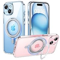 TAURI 360°Rotatable Magnetic Ring for iPhone 15 Case Clear, [Designed for Magsafe] with Stand & Ring Holder, [Not Yellowing] Shockproof Slim Phone Case for iPhone 15, 6.1