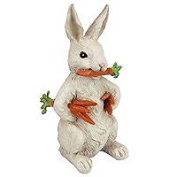 EU1054 Carotene The Rabbit with Carrots Easter Decor Garden Statue, 6 Inches Wide, 6 Inches Deep, 12 Inches High, Full Color Finish