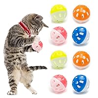 20 Pieces Cat Toy Balls Pet Cat Kitten Play Balls with Jingle Bell Pounce Chase Rattle Toy Cat Toys Bulk,Random Color