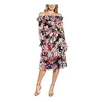 Adrianna Papell Women's Printed Off-The-Shoulder Dress