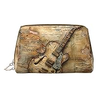 Nice Guitar Print Cosmetic Bags,Leather Makeup Bag Small For Purse,Cosmetic Pouch,Toiletry Clutch For Women Travel