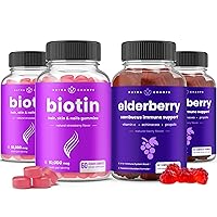 NutraChamps Biotin Gummies (2 Pack) and Elderberry Gummies (2 Pack) 4 Pack Bundle