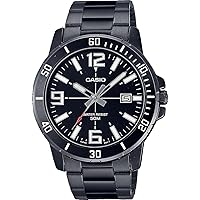 Casio MTP-VD01B-1BV Men's Enticer Black IP Stainless Steel Black Dial Casual Analog Sporty Watch